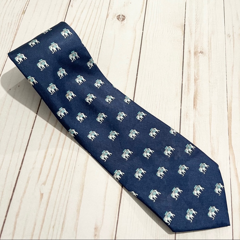 Blue Elephant Design 100% Silk Tie